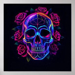 Totenkopf aus Rosen Poster