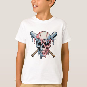 Totenkopf Baseball Eiscreme Tropf Jungen Männer Ki T-Shirt