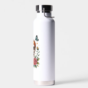 Totenkopf-Blumen-Halloween-Gruselig Trinkflasche