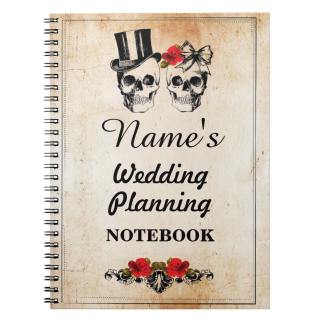 Totenkopf-Cream-Hochzeitsplanungsnotizbuch Notizblock (Vorderseite)