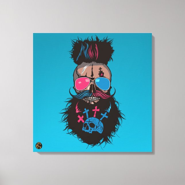 Totenkopf des Hipster G-Skulls-Schädel Leinwanddruck (Vorderseite)