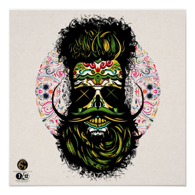 Totenkopf des Hipster-Skulls aus Mexiko Poster (Vorderseite)