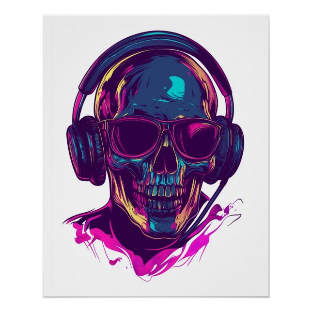 Totenkopf-DJ-Vibes Poster (Vorderseite)