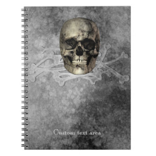 Totenkopf & ein Haufen Knochen Halloween Gothic Notizblock