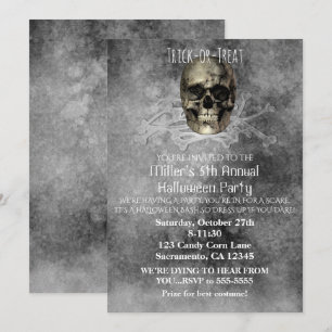 Totenkopf & ein Haufen Knochen Halloween-Party-Ein Einladung