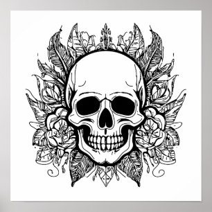 Totenkopf-Eleganz: Minimalistisches Gothic-Design Poster
