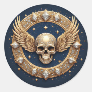 💀Totenkopf-Emblem für gotische Dekoration  Runder Aufkleber