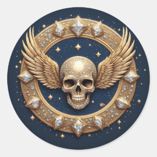 💀Totenkopf-Emblem für gotische Dekoration  Runder Aufkleber