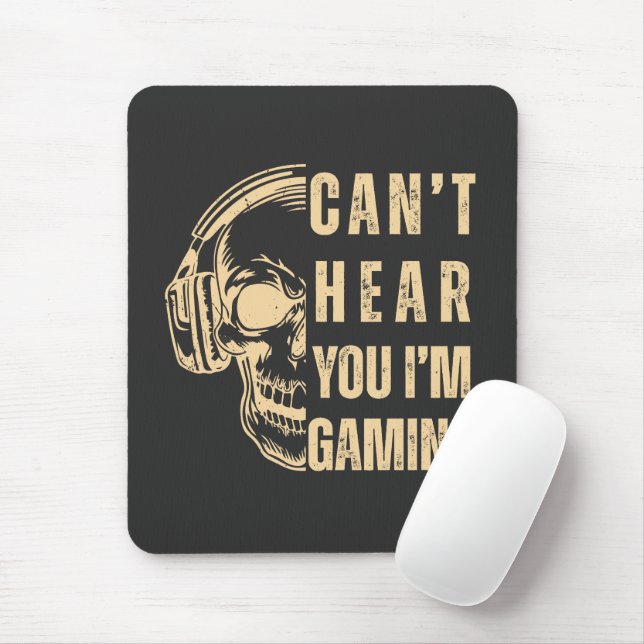 Totenkopf-Gamer-Kunst – Kann dich nicht hören Mousepad (Mit Mouse)