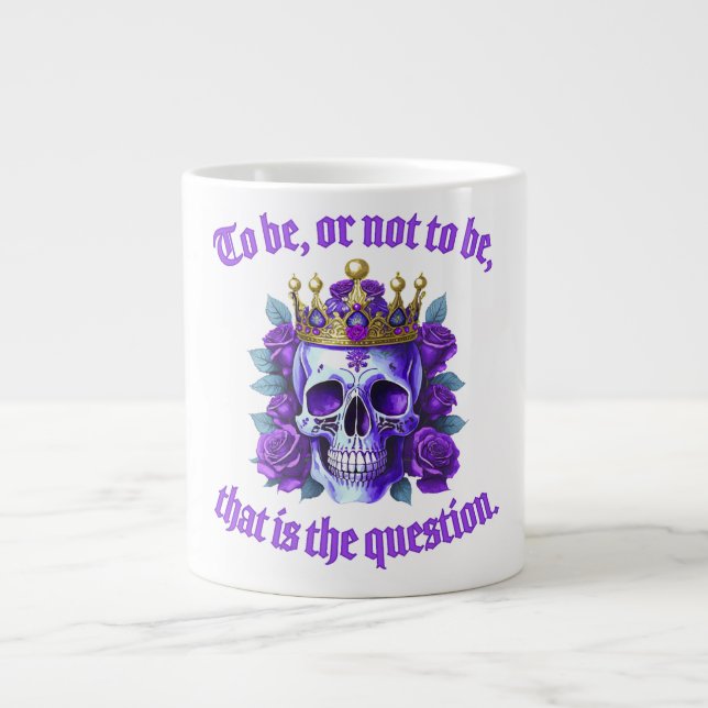 Totenkopf Geschenk Krone Rosen Spruch König Lila Jumbo-Tasse (Vorderseite)