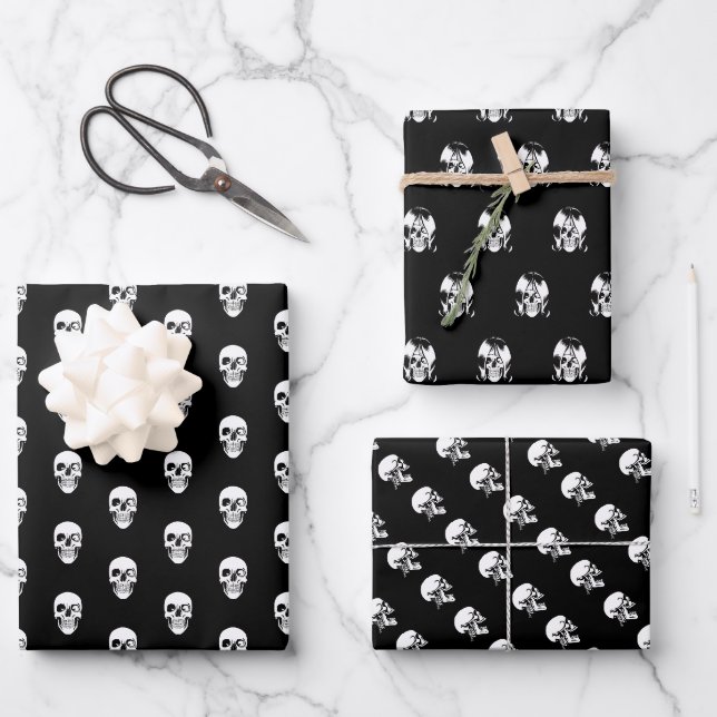 Totenkopf-Geschenkpapier Geschenkpapier Set (Vorderseite)