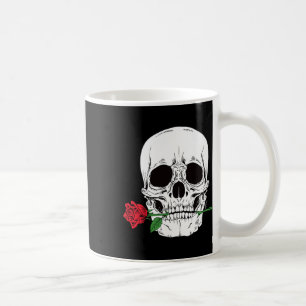 Totenkopf Gesicht Rote Rose Rock N Roll Cool Skele Kaffeetasse