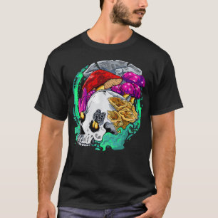 Totenkopf-Goth-Morchel-Pilz-Jagd-Mykologie-Psilocy T-Shirt