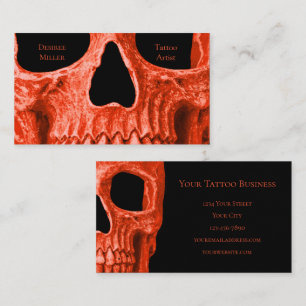 Totenkopf Gothic Neon Orange Schwarzes Tattoo-Stud Visitenkarte