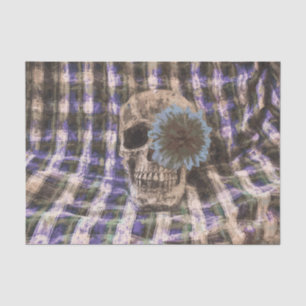 Totenkopf-Gothic-Sonnenblume Lila Blau Kariert Seidenpapier