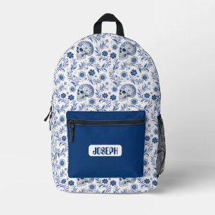 Totenkopf-Gzhel-Muster personalisierter Rucksack
