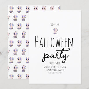 Totenkopf-Halloween-Party Vintage-Doodle  Einladung