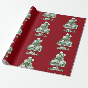 Totenkopf hässlicher Weihnachtsbaum Skelett gothis Geschenkpapier