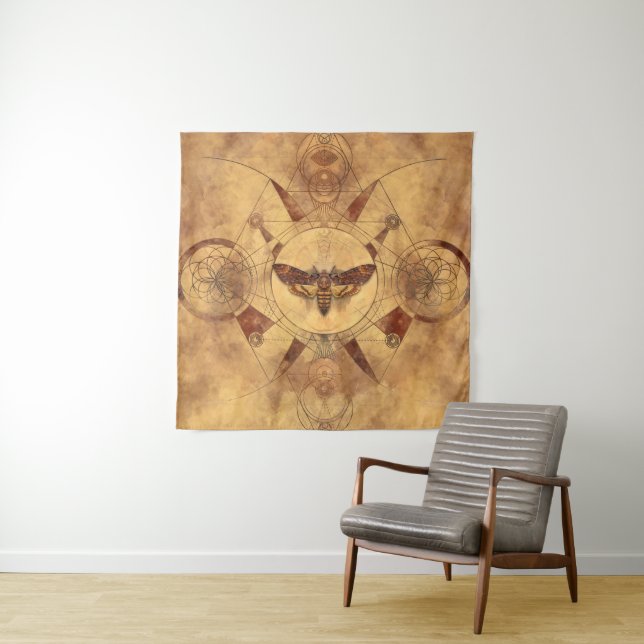 Totenkopf Hawkmoth heilige Geometrie-Digital-Kunst Wandteppich (Beispiel)