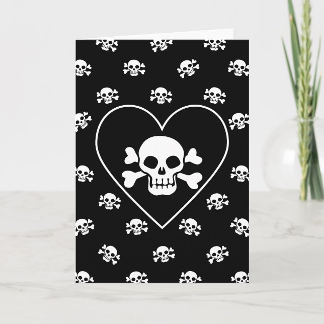 Totenkopf im Herzen Karte (Vorderseite)