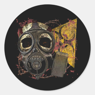 Totenkopf im Respirator Runder Aufkleber