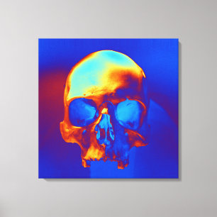 Totenkopf in Blau und Gold Leinwanddruck