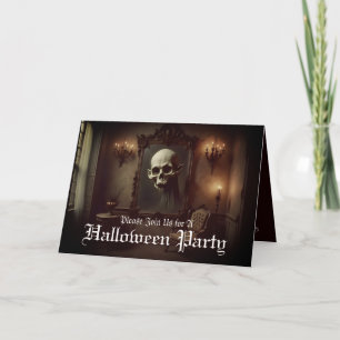 Totenkopf in einem geisterhaften Gemälde Halloween Karte