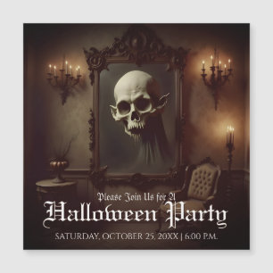 Totenkopf in einem geisterhaften Gemälde Halloween Magnetkarte