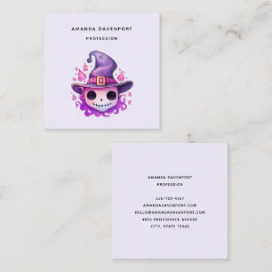 Totenkopf in einem Hexenhut Whimsical Quadratische Visitenkarte