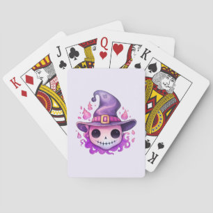 Totenkopf in einem Hexenhut Whimsical Spielkarten