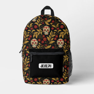 Totenkopf Khokhloma Muster personalisierter Rucksa Bedruckter Rucksack