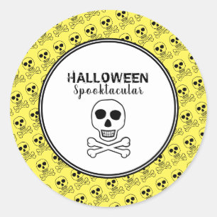 Totenkopf & Knochen, Halloween-Party Runder Aufkleber