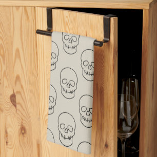 Totenkopf - Knochenweiß und Fledermausschwarz Geschirrtuch