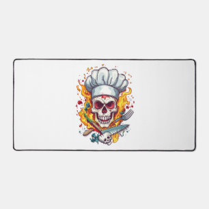 Totenkopf-Koch-Wahnsinn � Lustiges Kochen Skelett Schreibtischunterlage