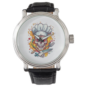 Totenkopf-Koch-Wahnsinn � Lustiges kochendes Skele Armbanduhr
