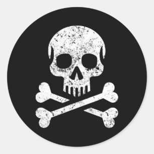 Totenkopf Kreuzknochen Skelett Jolly Roger Flagge  Runder Aufkleber