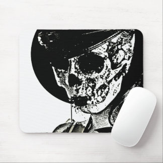 Totenkopf Mädchen - Schwarz Weiß Mauspad