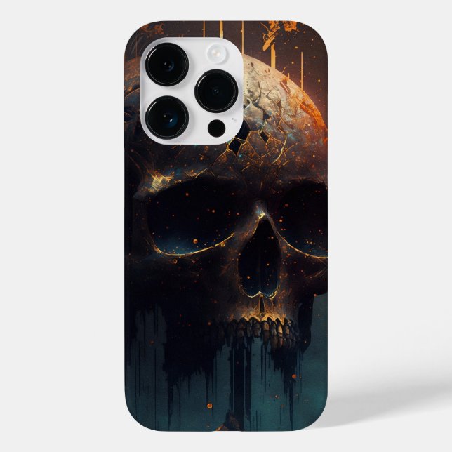 Totenkopf mit apokalyptischer Hintergrund Case-Mate iPhone 14 Pro Hülle (Rückseite)
