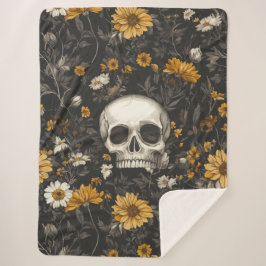 Totenkopf mit Blumen Sherpadecke