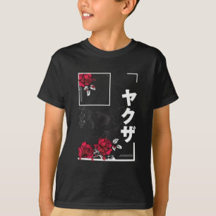 Totenkopf mit Blumen - Urbaner japanischer Stil De T-Shirt