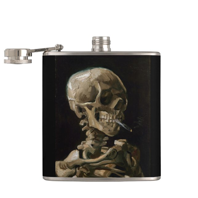 Totenkopf mit brennender Zigarette Vincent van Gog Flachmann (Geöffnet)