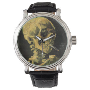 Totenkopf mit brennender Zigarette von Vincent van Armbanduhr