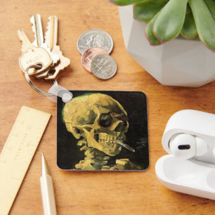 Totenkopf mit brennender Zigarette von Vincent van Schlüsselanhänger