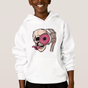 Totenkopf mit Donut dunkler Humor süßsauer Hoodie