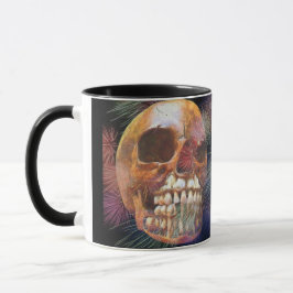 Totenkopf mit Feuerwerk Tasse