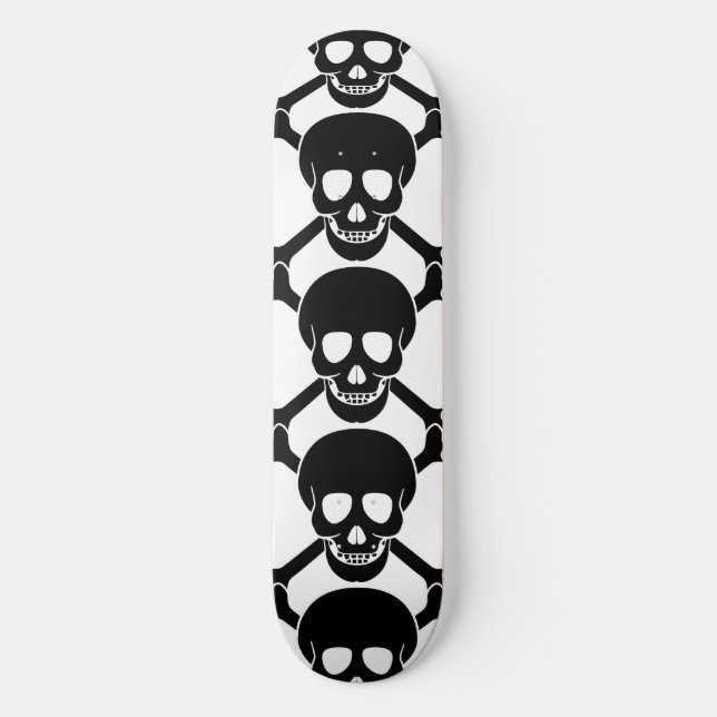 Totenkopf mit gekreuzter Knochen-Ahorn-Skateboard Skateboard (Vorderseite)