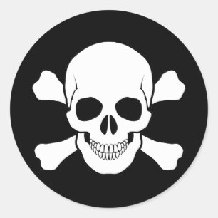 TOTENKOPF MIT GEKREUZTER KNOCHEN-AUFKLEBER RUNDER AUFKLEBER