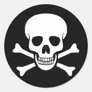Totenkopf mit gekreuzter Knochen-Aufkleber Runder Aufkleber