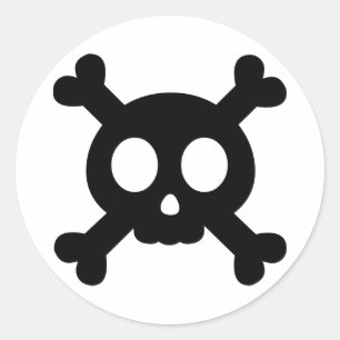 Totenkopf mit gekreuzter Knochen-Aufkleber Runder Aufkleber