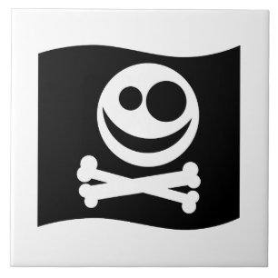 Totenkopf mit gekreuzter Knochen-Flagge. Fliese